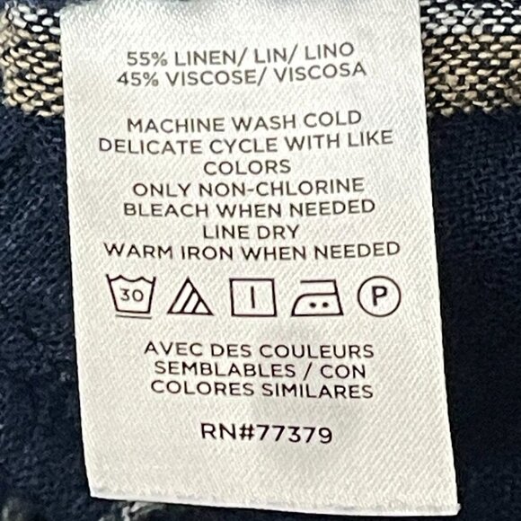 Ann Taylor Factory Linen Blend Pants Women's Large Blue Striped Lounge Comfy‎ - Picture 9 of 10